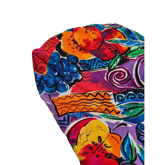 Vtg Cyd 100% Silk Womens Head Wrap Bandana Bright Fruit Print - Picture 2 of 4